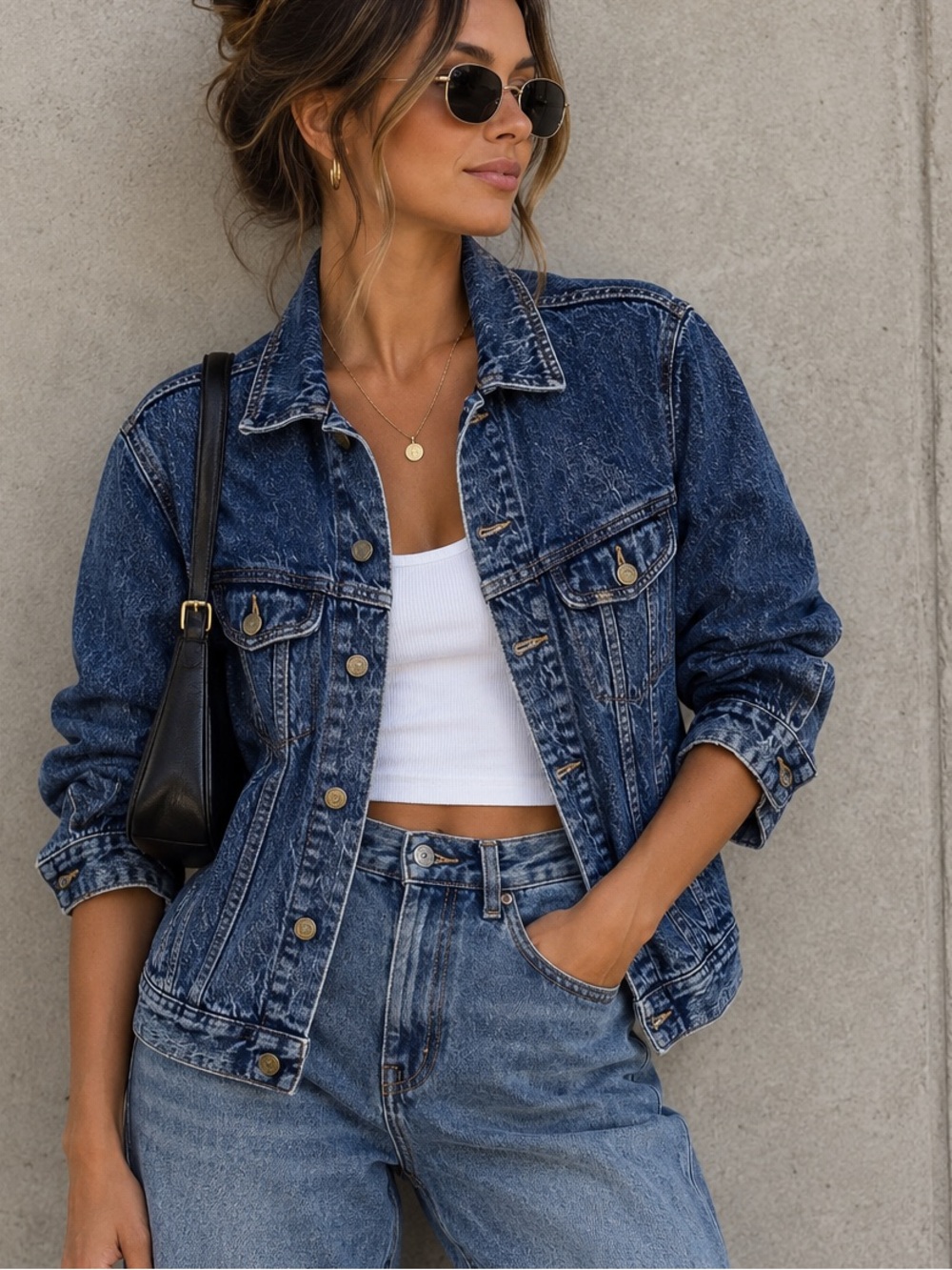 Vintage Lee acid wash trucker oversized denim jean jacket